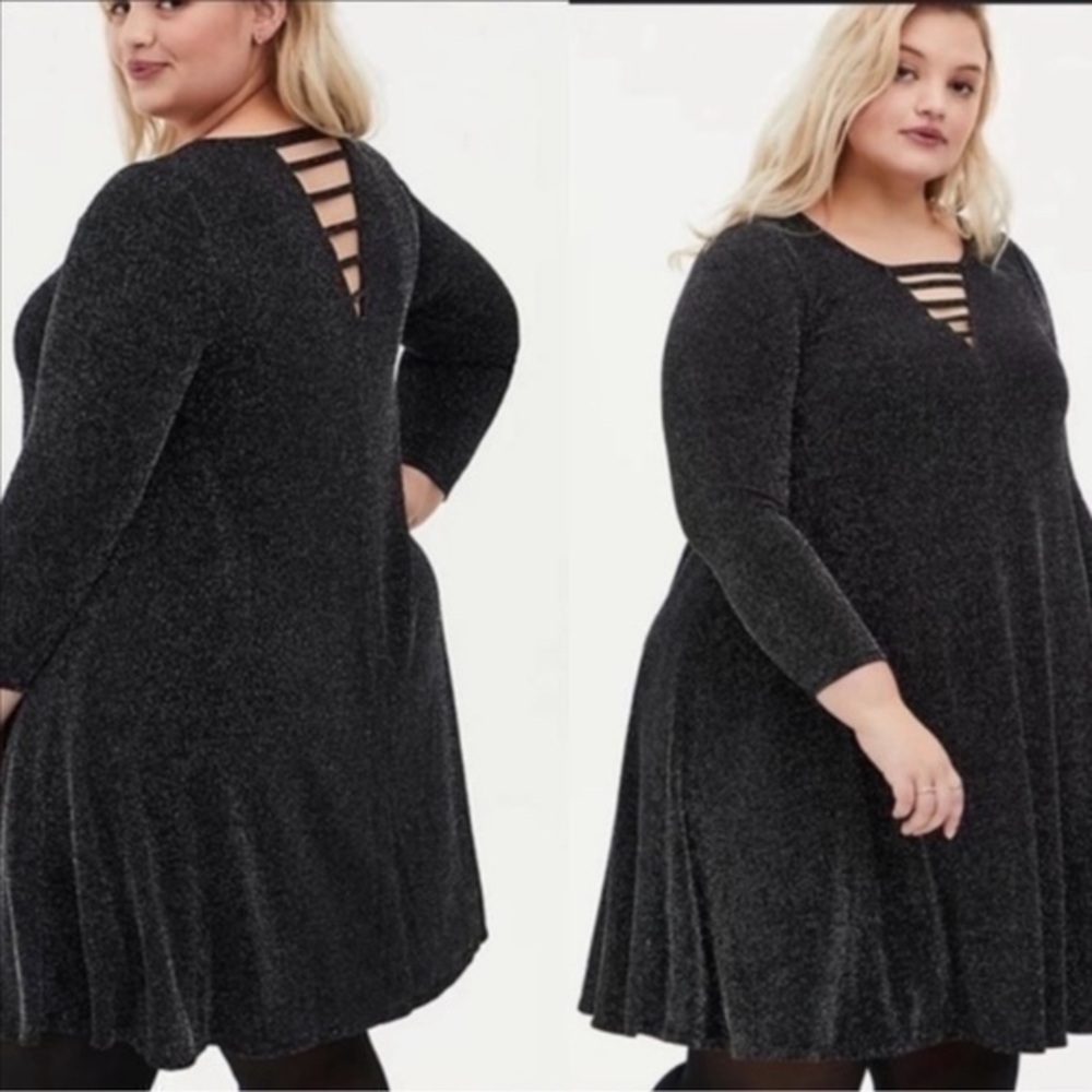 NWT Torrid size 1 black sparkle trapeze dress